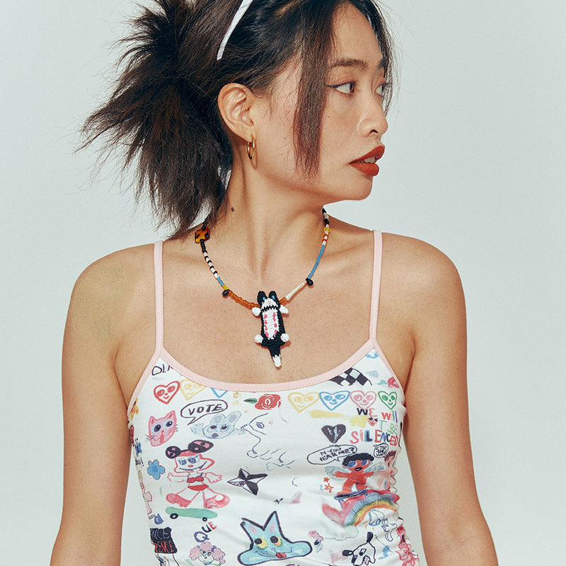 Flat Cat Necklace
